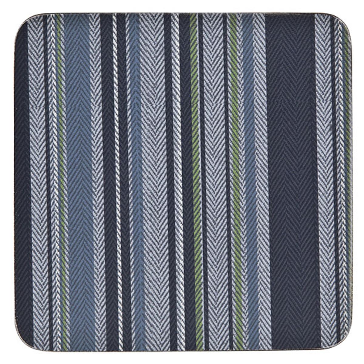 Denby Set of 6 Black Stripe Cork Back Coasters