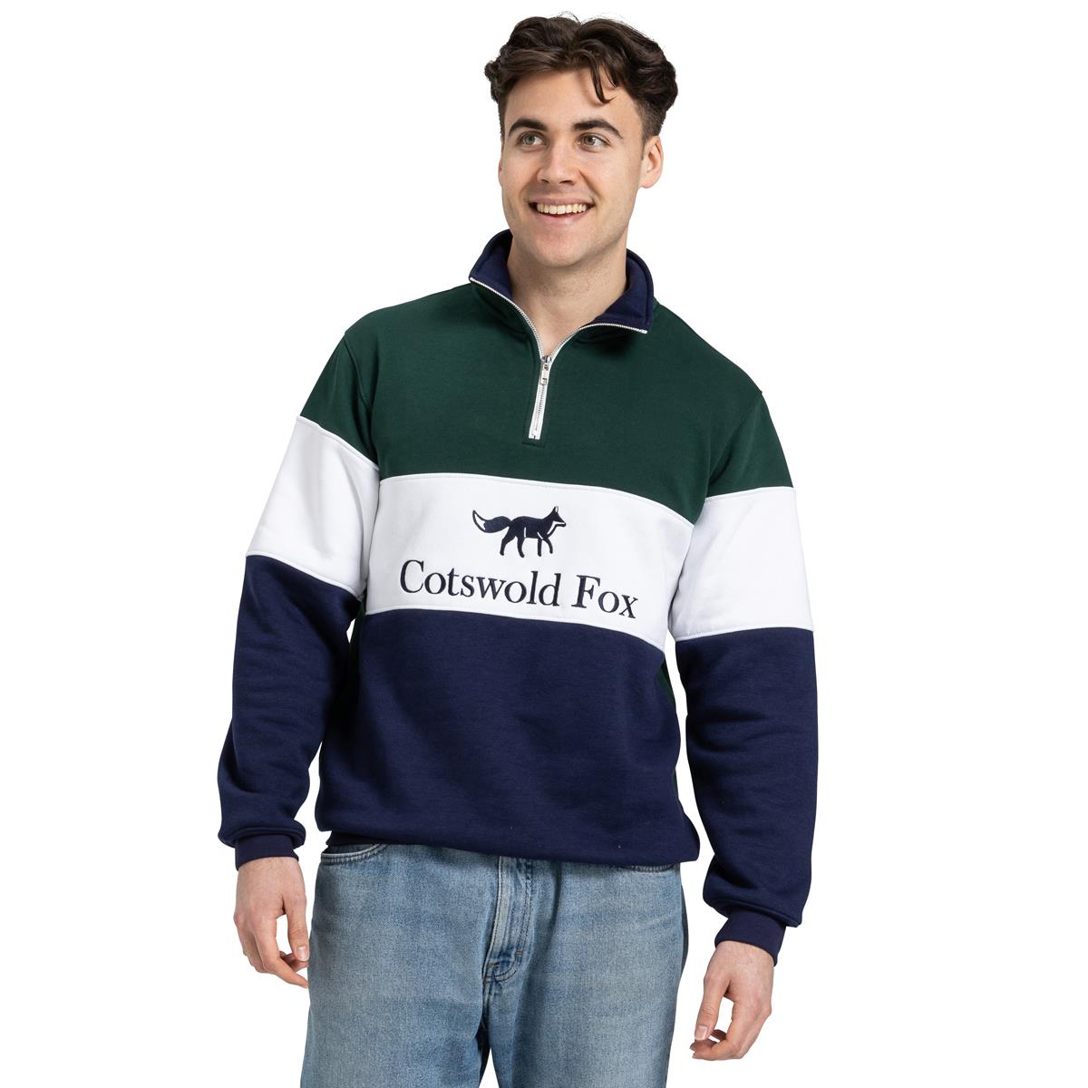 Cotswold Fox Unisex Cirencester Quarter Zip Green Jumper