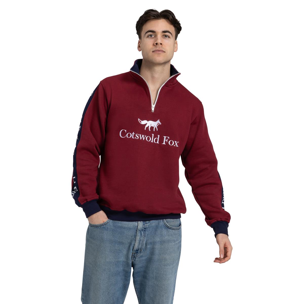 Cotswold Fox Unisex Cheltenham Quarter Zip Burgundy Jumper
