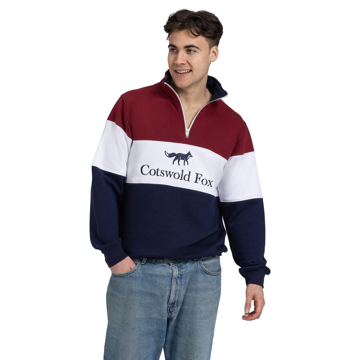 Cotswold Fox Unisex Cirencester Quarter Zip Burgundy Jumper