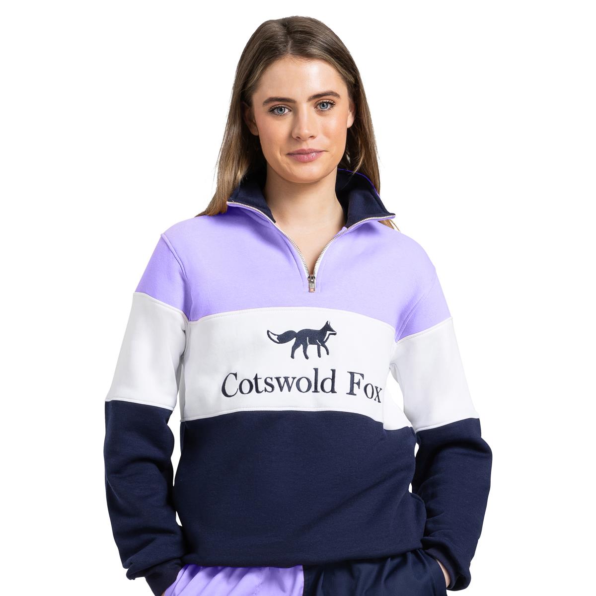 Cotswold Fox Unisex Cirencester Quarter Zip Lilac Jumper
