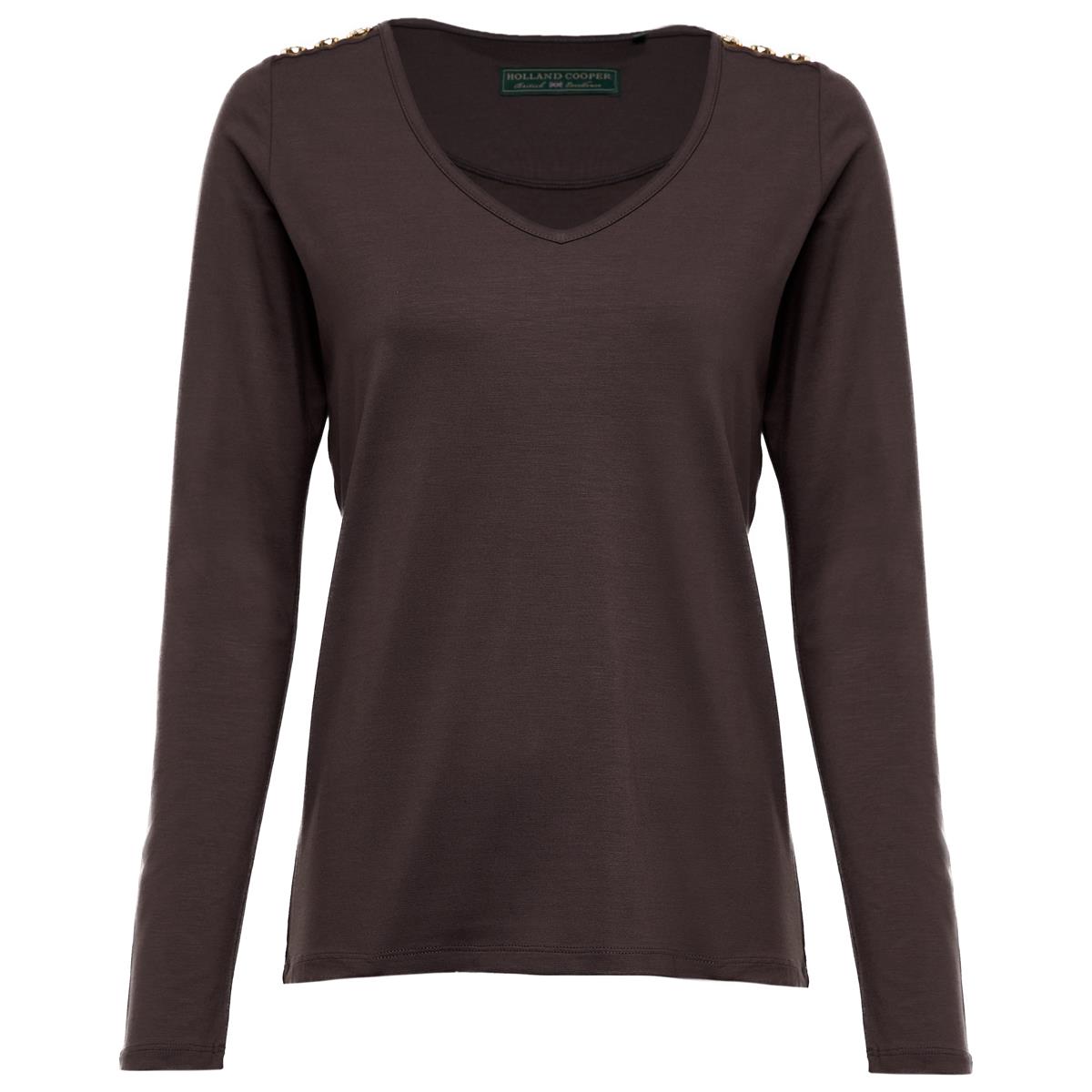 Holland Cooper Womens Long Sleeve Vee Neck Tee