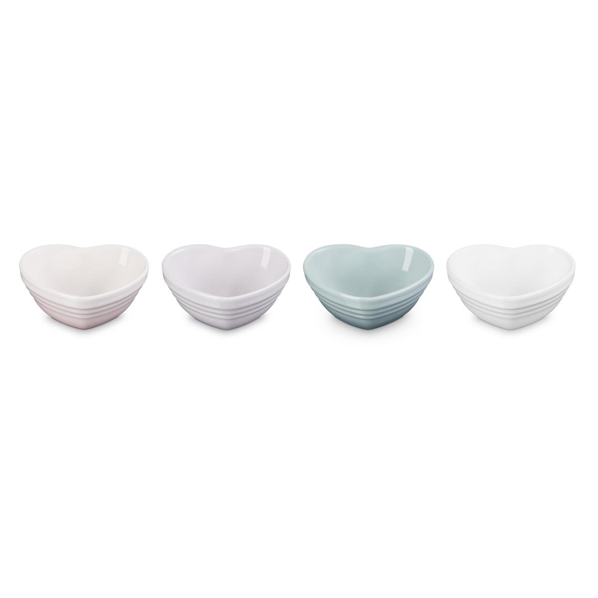 Le Creuset Stoneware Set of 4 Heart Ramekins Pastel