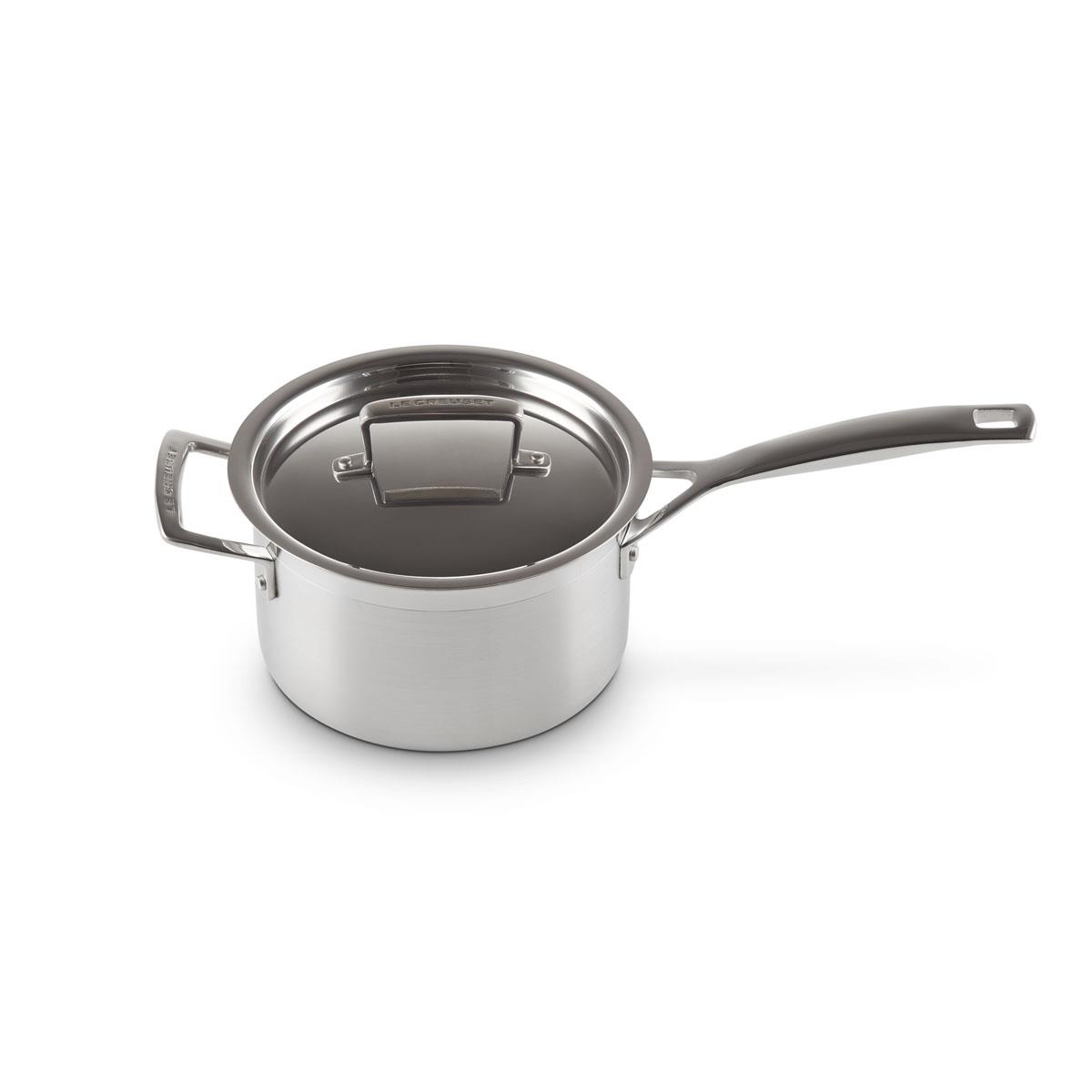 Le Creuset Classic 3-ply Stainless Steel Saucepan with Lid and Helper Handle