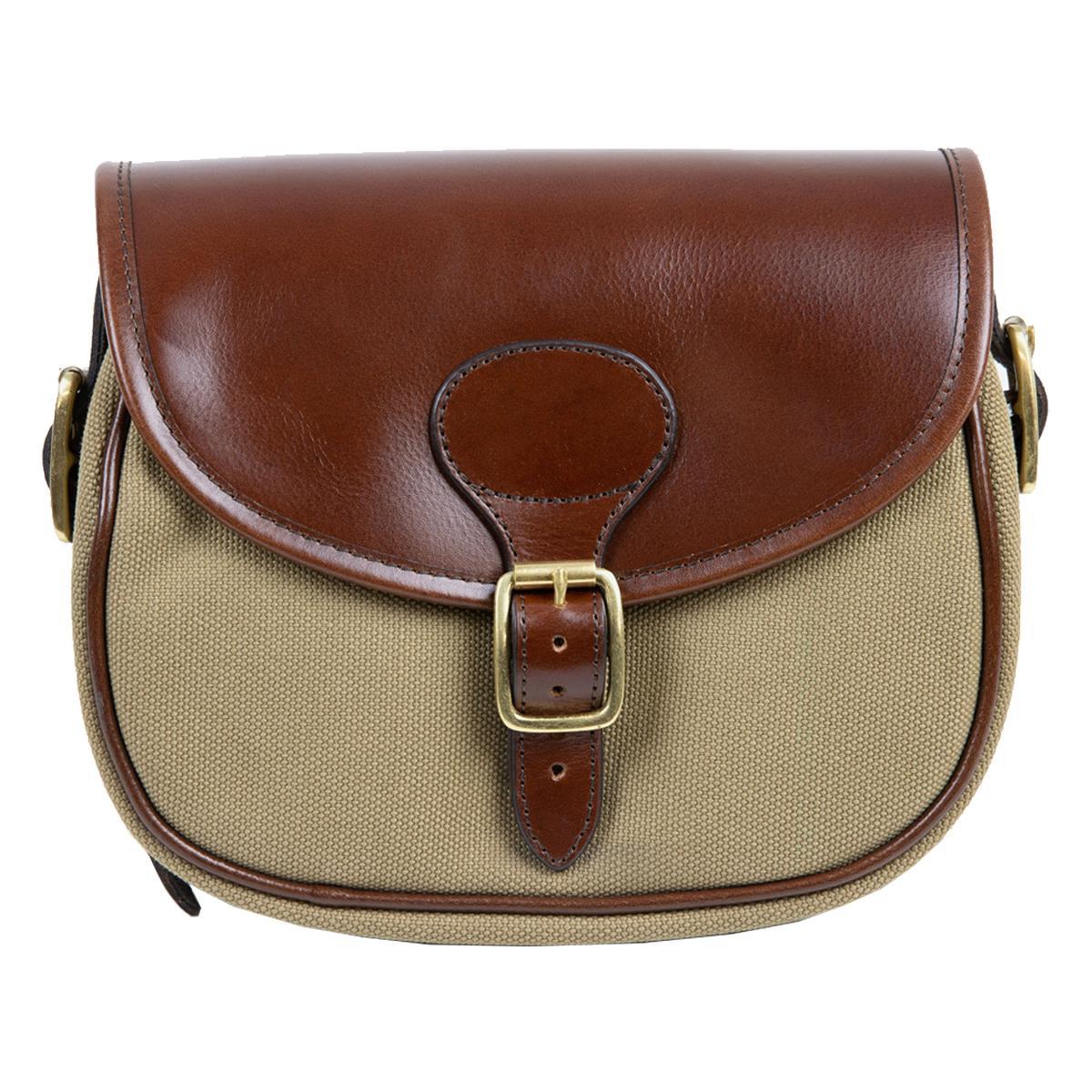 Teales Huntsman Brandy Leather & Khaki Canvas Cartridge Bag