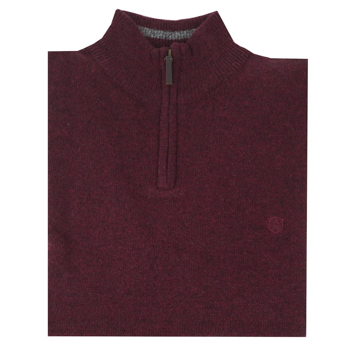 Albert and Mauice Netherton Zip Neck Jumper Claret