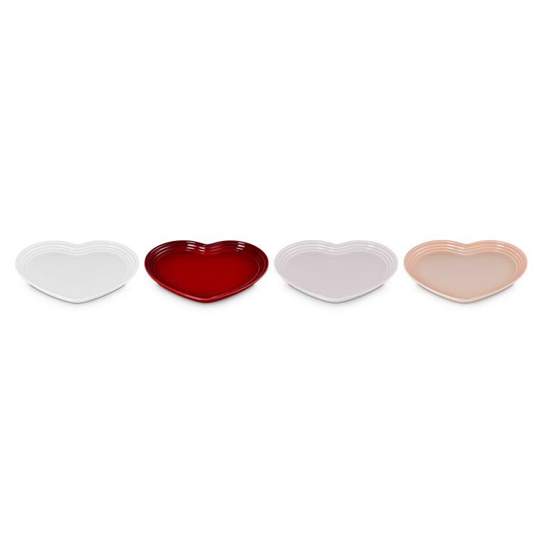 Le Creuset Stoneware Set of 4 Heart Plates