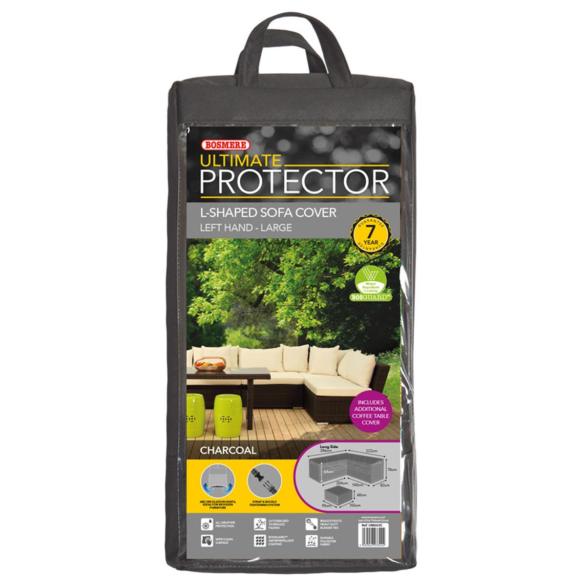 Bosmere Ultimate Protector L Shaped Dining Cover Left Side Long Large Charcoal UM663C