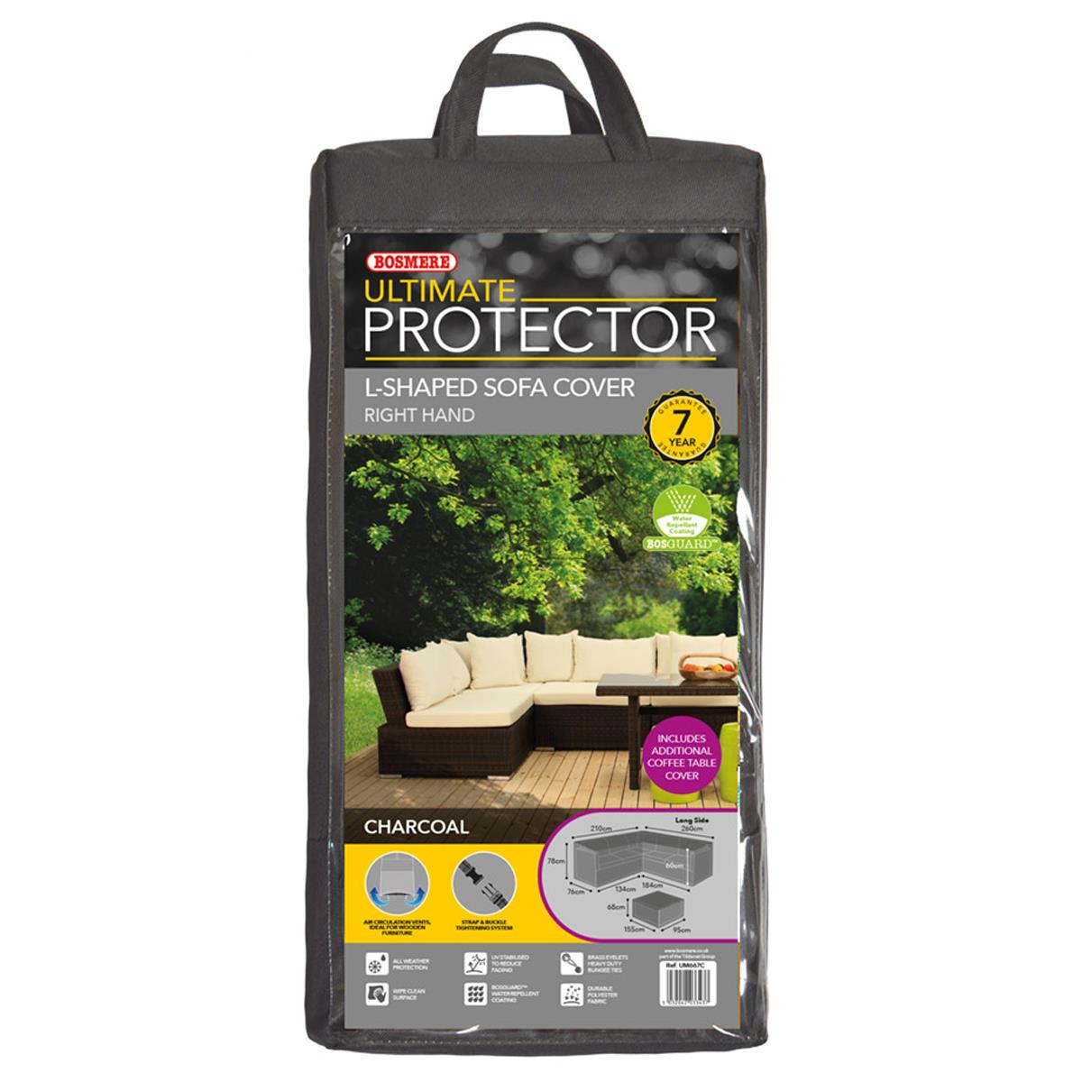 Bosmere Ultimate Protector L Shaped Sofa Dining Cover Set Right Side Medium Charcoal UM667C