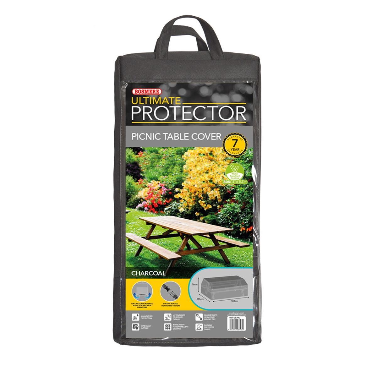Bosmere Ultimate Protector Picnic Table Cover 8 Seat Charcoal U630C