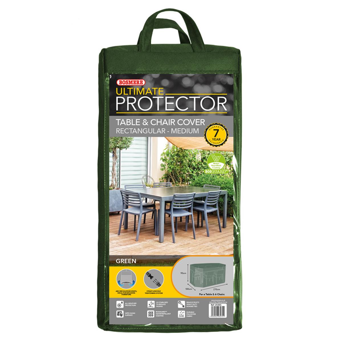 Bosmere Ultimate Protector Rectangular Patio Set Cover 6 Seat Green U530G