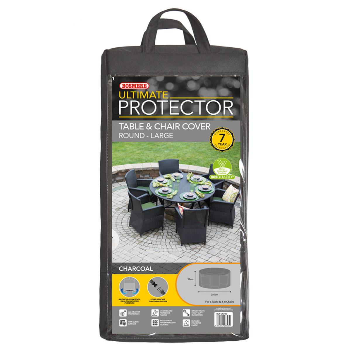 Bosmere Ultimate Protector Round Patio Set Cover 6-8 Seat Charcoal U523C