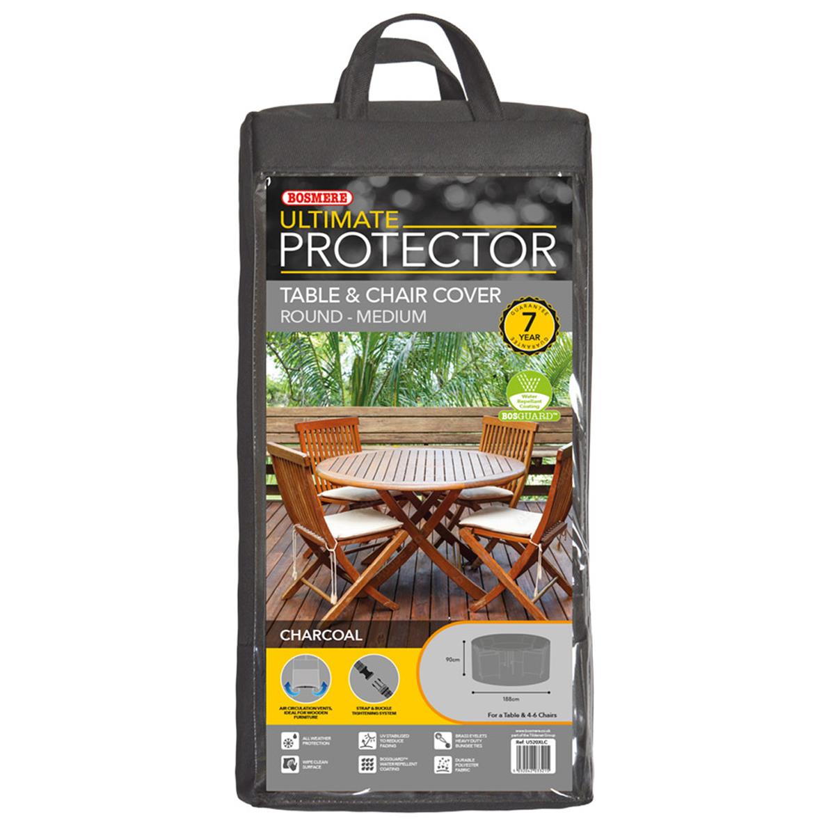 Bosmere Ultimate Protector Round Patio Set Cover 4-6 Seat Charcoal U520XLC