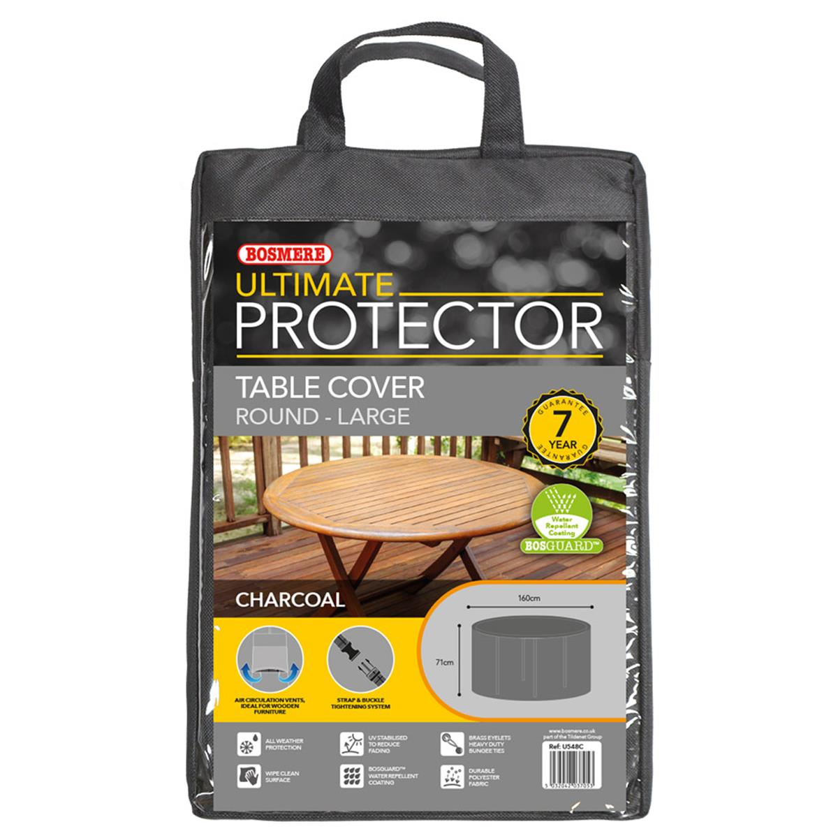 Bosmere Ultimate Protector Round Table Cover 6 Seater Charcoal U548C