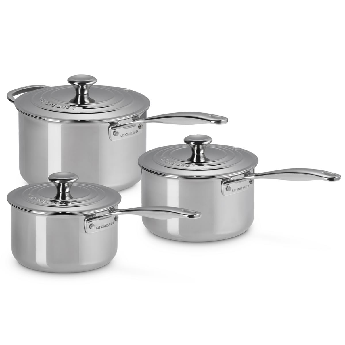 Le Creuset Signature 3-ply Stainless Steel 3-piece Saucepan Set