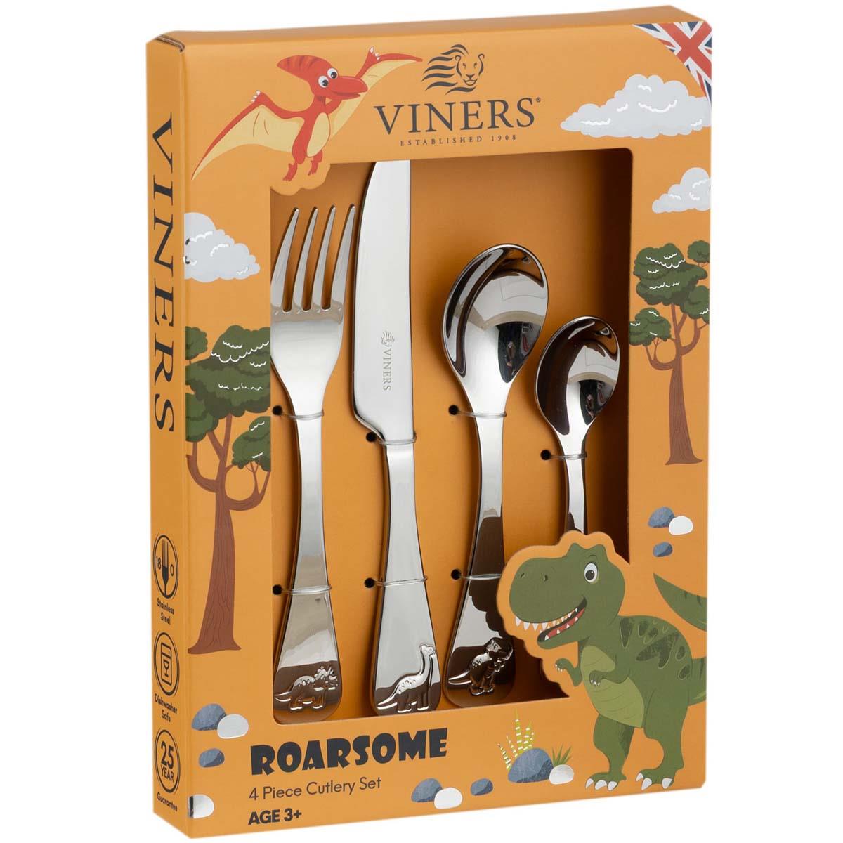 Viners Roarsome 4 Piece Kids Cutlery Set