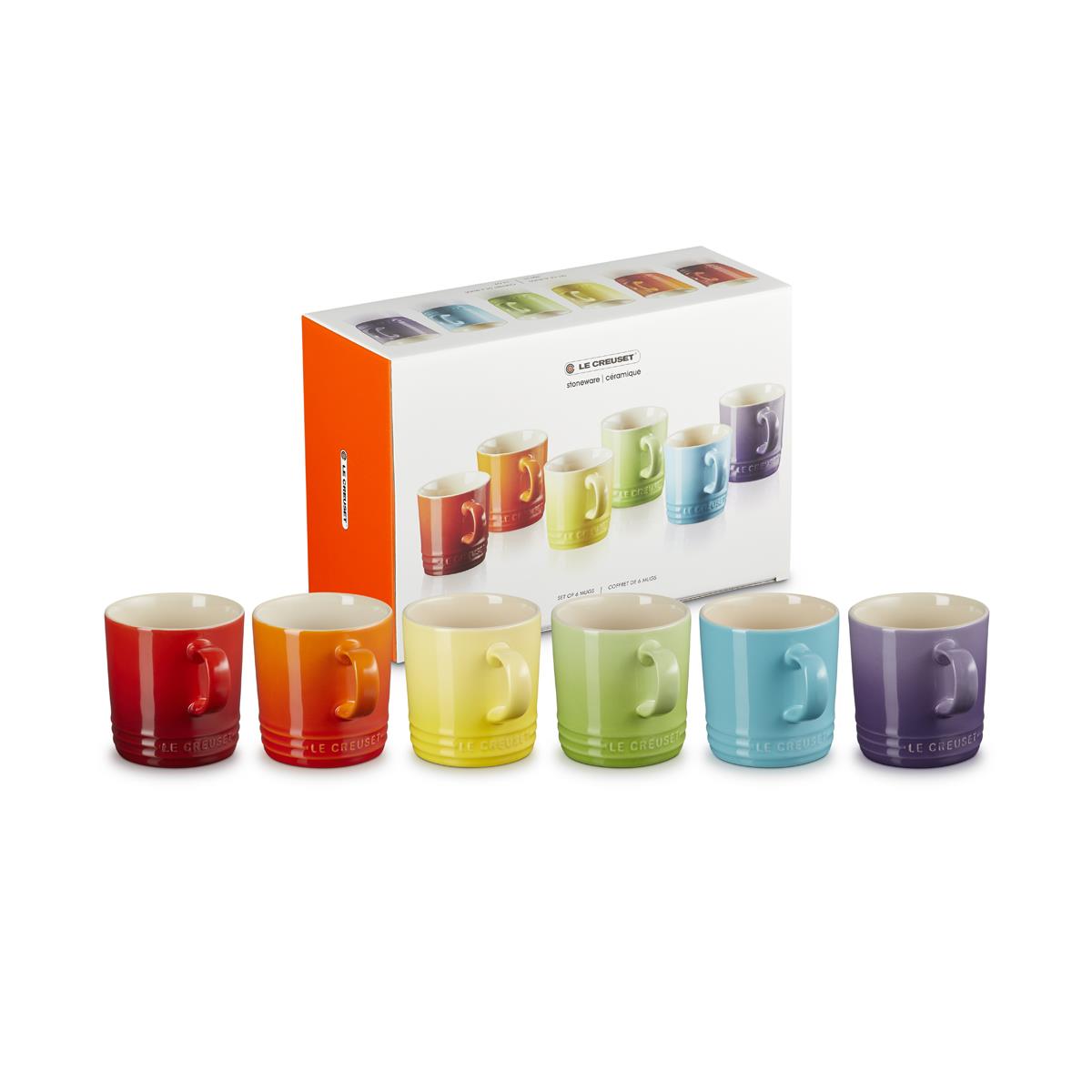 Le Creuset Stoneware Rainbow Set Of 6 London Mugs