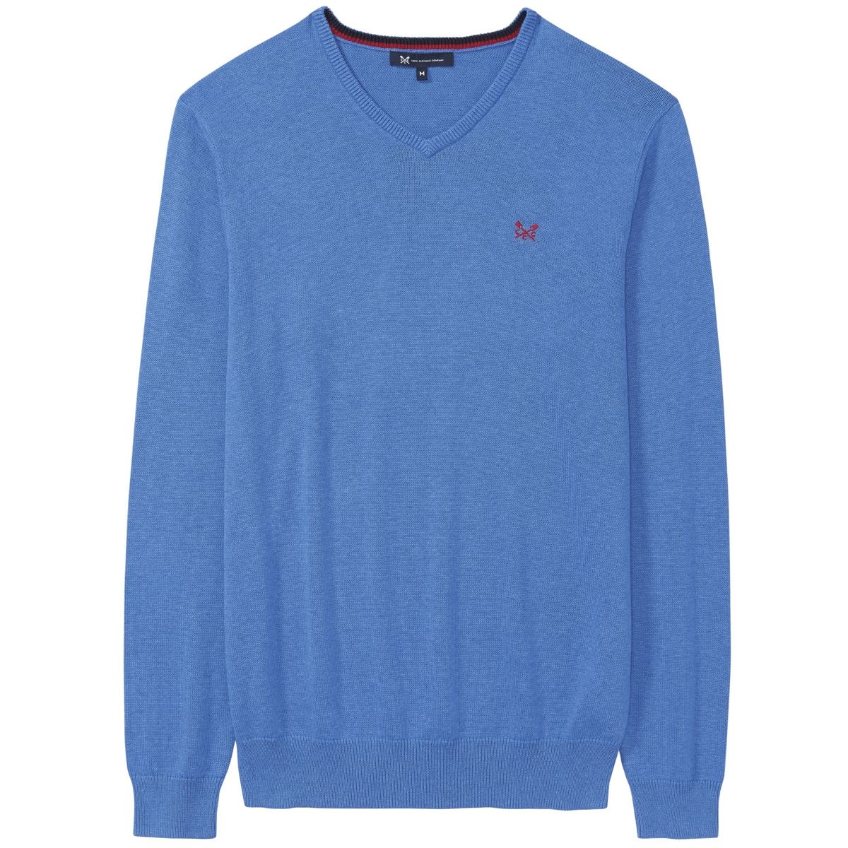 Image of Crew Clothing Mens Foxley V Neck Jumper Lapis Blue Marl Small