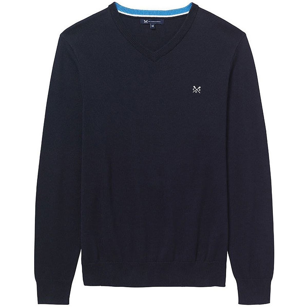 Image of Crew Clothing Mens Foxley V Neck Jumper Navy Small