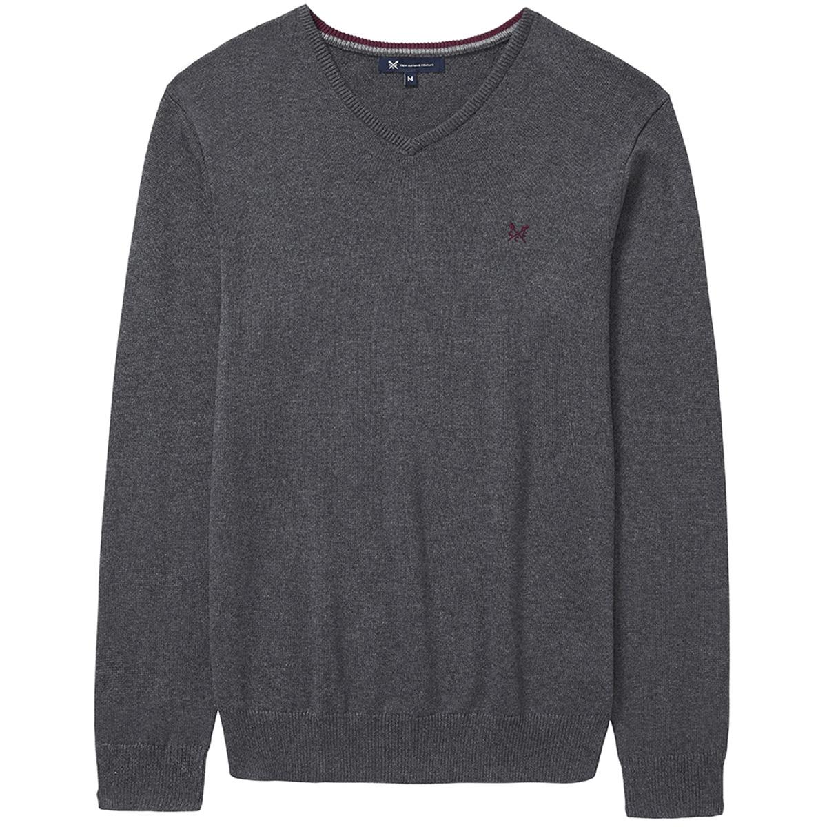 Image of Crew Clothing Mens Foxley V Neck Jumper Charcoal XXL