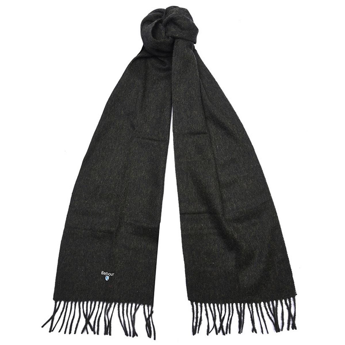Image of Barbour Unisex Plain Lambswool Scarf Seaweed
