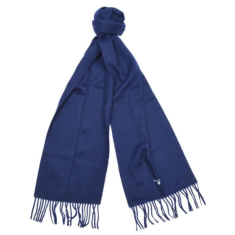Image of Barbour Unisex Plain Lambswool Scarf Navy