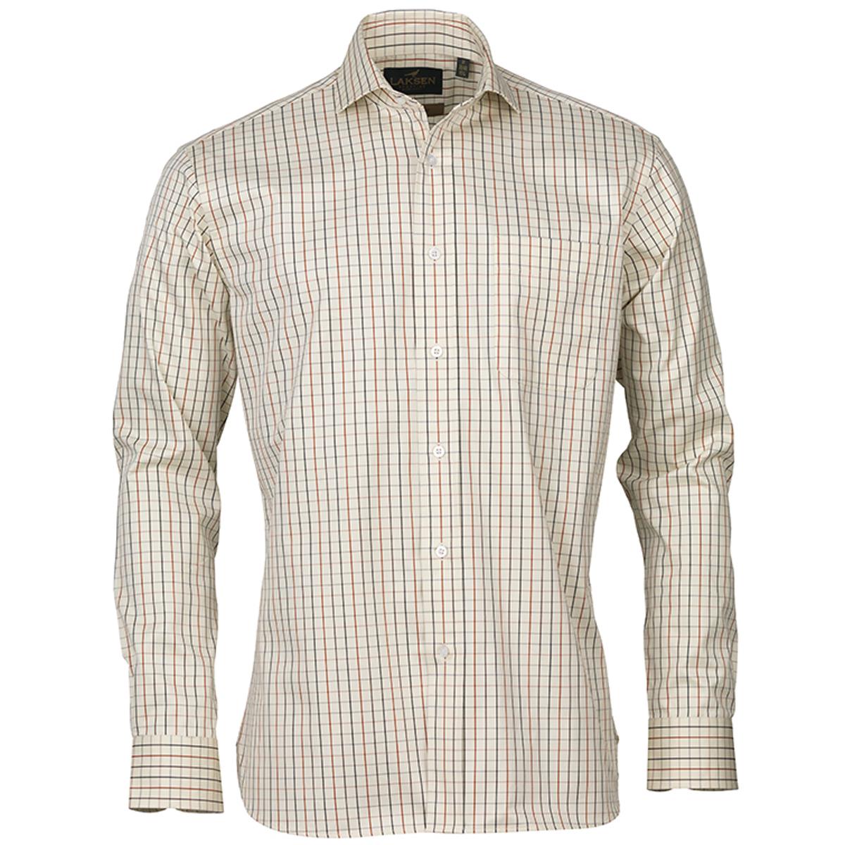 Image of Laksen Mens Baptiste 2 Ply Twill Shirt Pine/Hazel/Mandarin XL