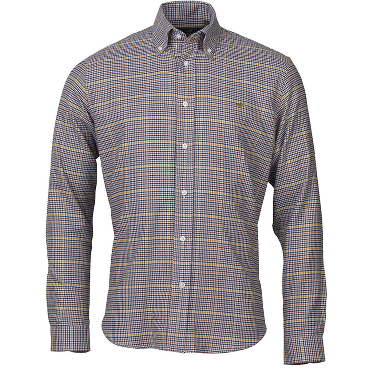 Image of Laksen Mens Ed Shirt Navy/Manadrin/Yellow/Chili Large