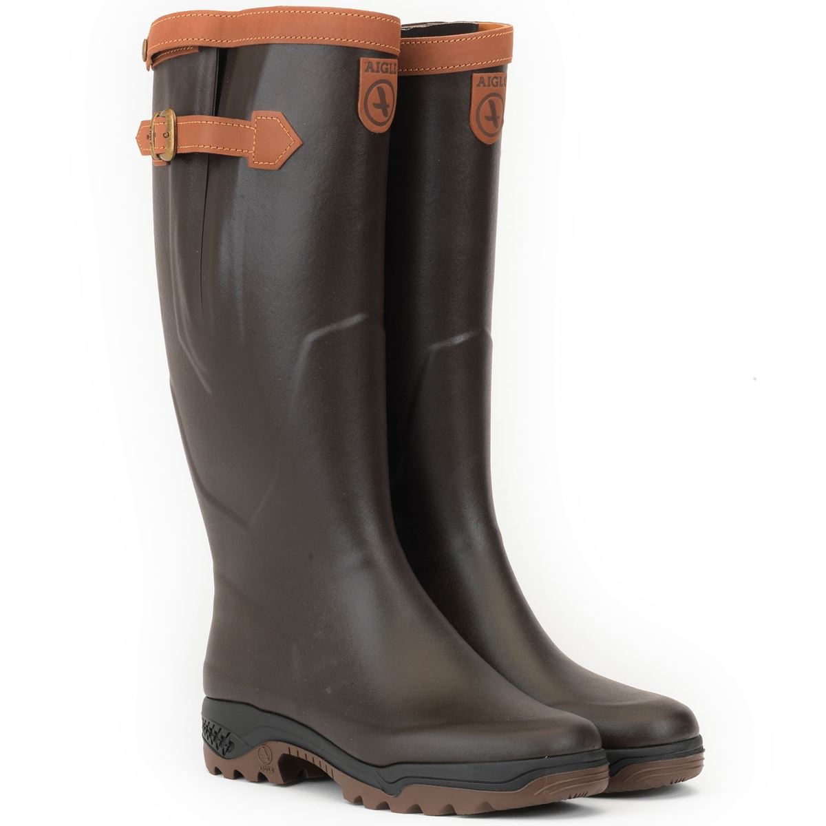 Image of Aigles Parcours 2 Signature Wellington Boots Brown Wide Fit 10.5 (EU45)