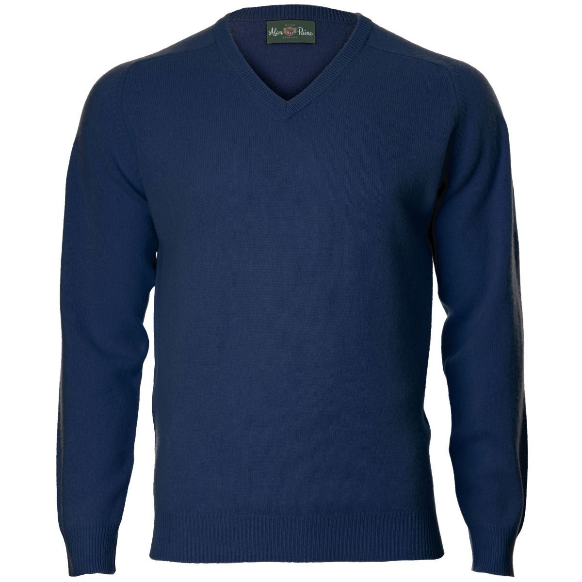 Image of Alan Paine Mens Hampshire V Neck Sweater Indigo 38