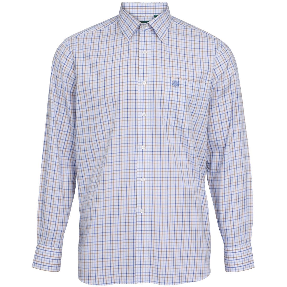 Image of Alan Paine Mens Ilkley Shirt Blue/Beige Check XXXL