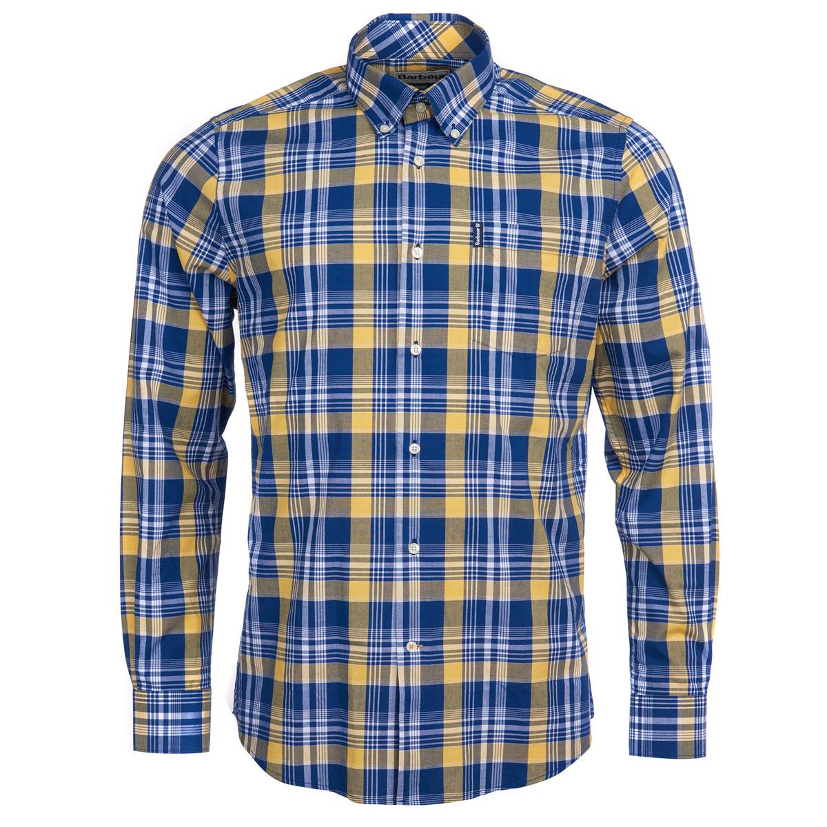 Image of Barbour Mens Country Check 10 Tailored Yellow Small