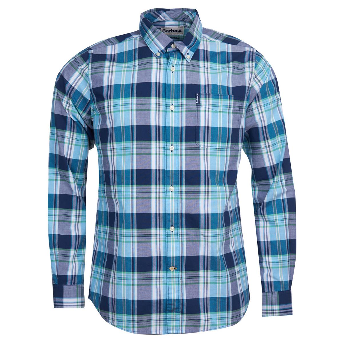 Image of Barbour Mens Madras 5 Tailored Shirt Navy Small