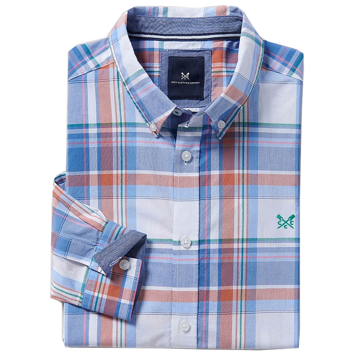 Image of Crew Clothing Mens Ashworth Large Scale Check Shirt White/ Indian Ink / Orange Small