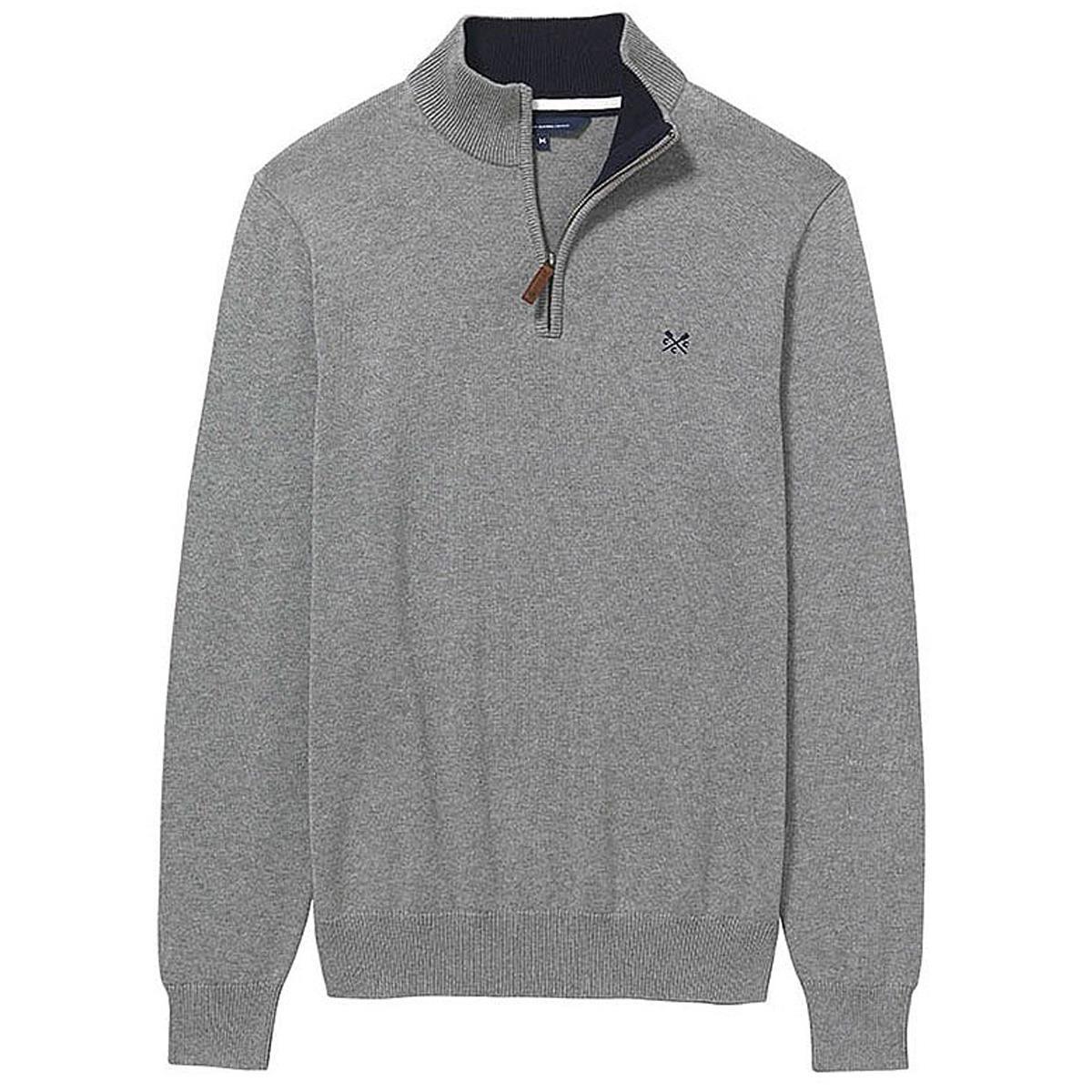 Image of Crew Clothing Mens Classic Half Zip Grey Marl XXL