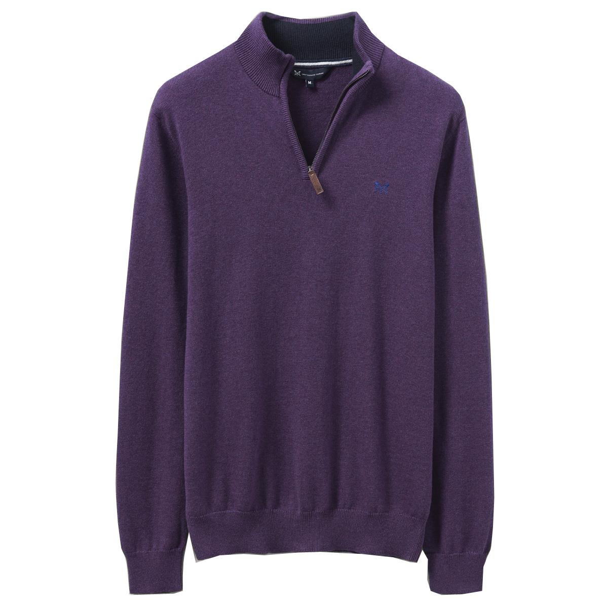 Image of Crew Clothing Mens Classic Half Zip Emperor Purple Marl XXL