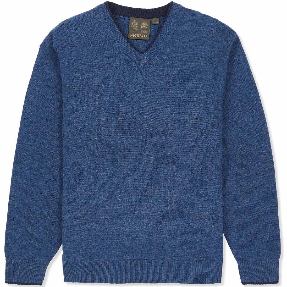 Image of Musto Mens Shooting V Neck Jumper Lake Blue Small
