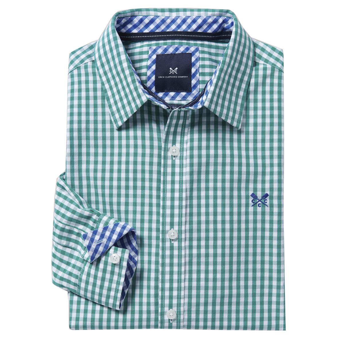 Image of Crew Clothing Mens Classic Gingham Shirt Eucalyptus Medium