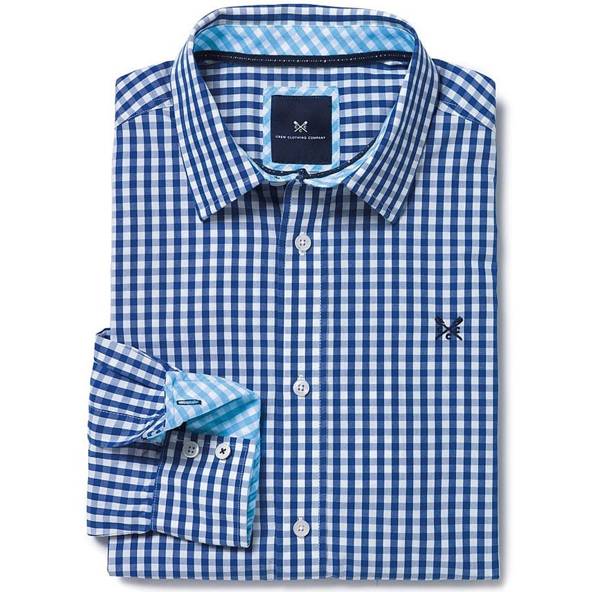 Image of Crew Clothing Mens Classic Gingham Shirt Ultramarine Medium
