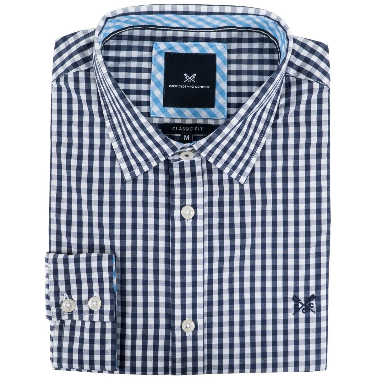 Image of Crew Clothing Mens Classic Gingham Shirt Heritage Navy Small