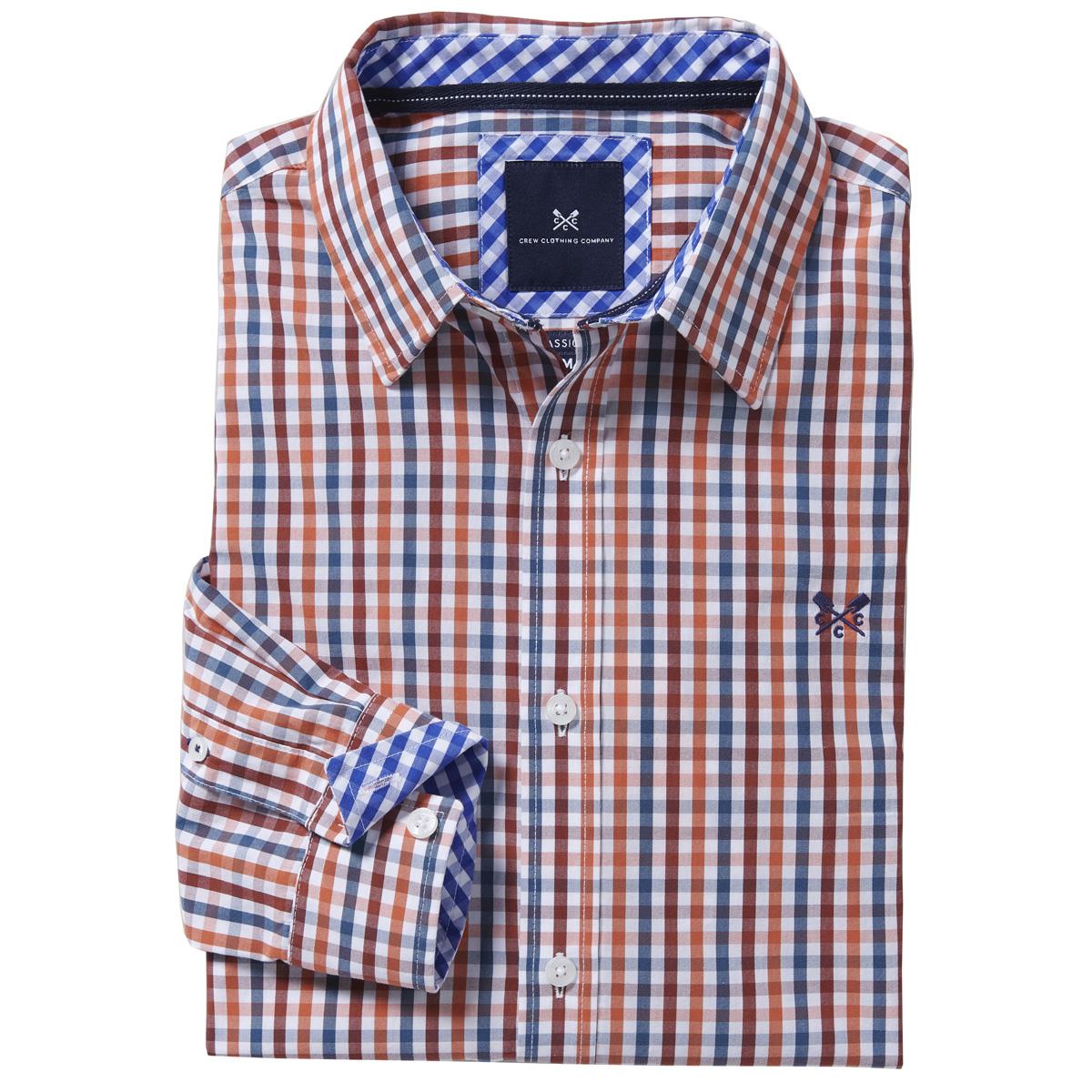 Image of Crew Clothing Mens Classic Gingham Shirt Highseas/Rosewood Small