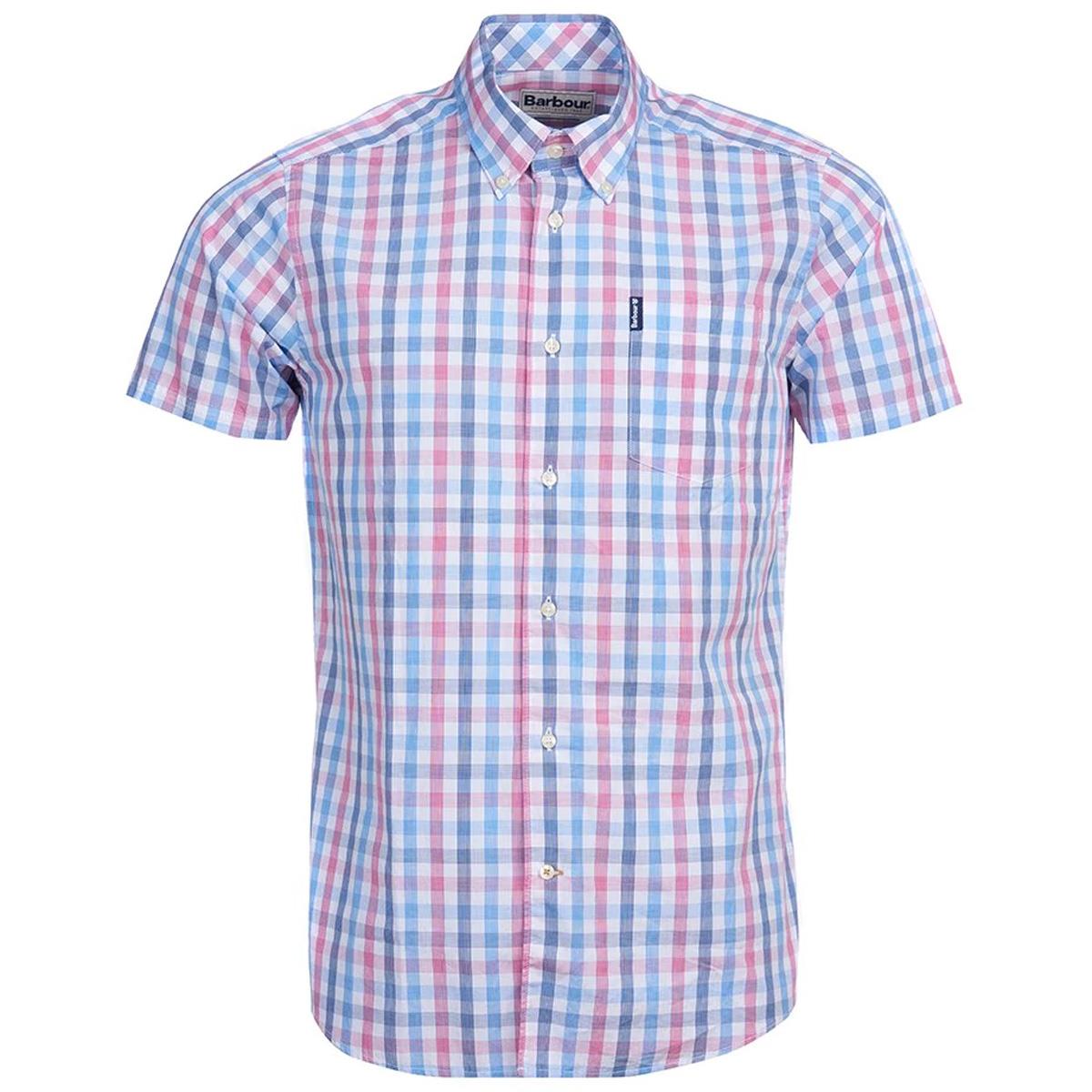 Image of Barbour Mens Tattersall 14 S/S Tailored Shirt Red Small