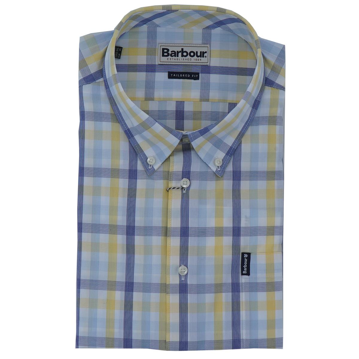 Image of Barbour Mens Tattersall 14 S/S Tailored Shirt Lemon Small