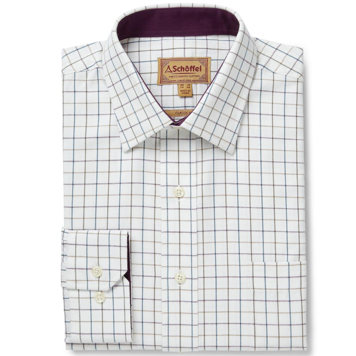 Image of Schoffel Mens Burnham Tattersall Shirt Riverbed 16 Inch