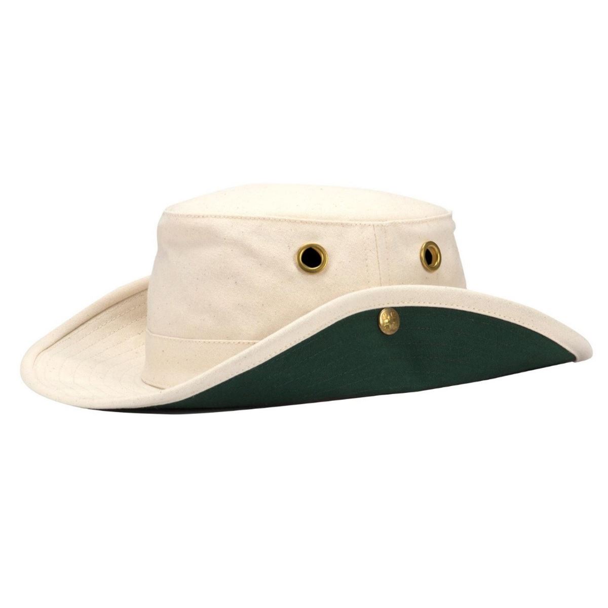 Image of Tilley T3 Medium Brim Snap Up Hat Natural/Green 60cm (7 1/2)