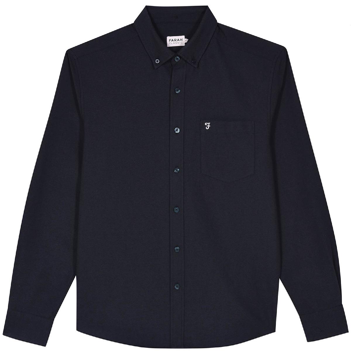 Image of Farah Mens Drayton Oxford Shirt Archive Hopsack Green Medium