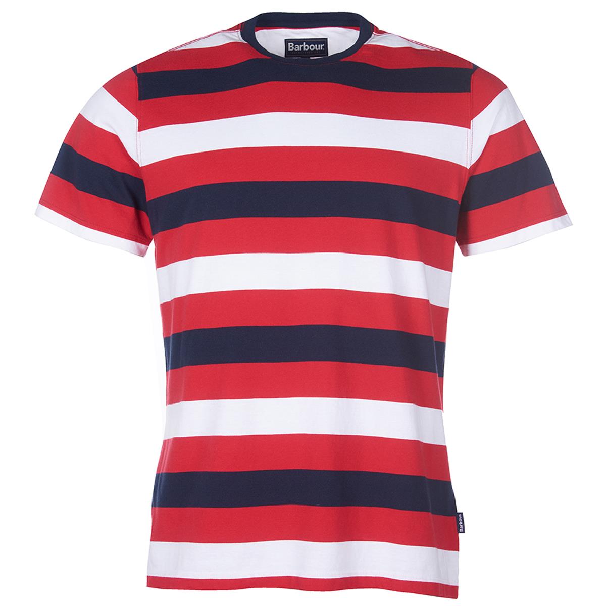 Image of Barbour Mens Duridge Stripe Tee Salsa Medium