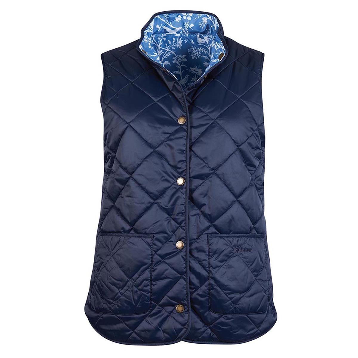Image of Barbour X Laura Ashley Womens Larch Gilet Shepherds Purse/Navy