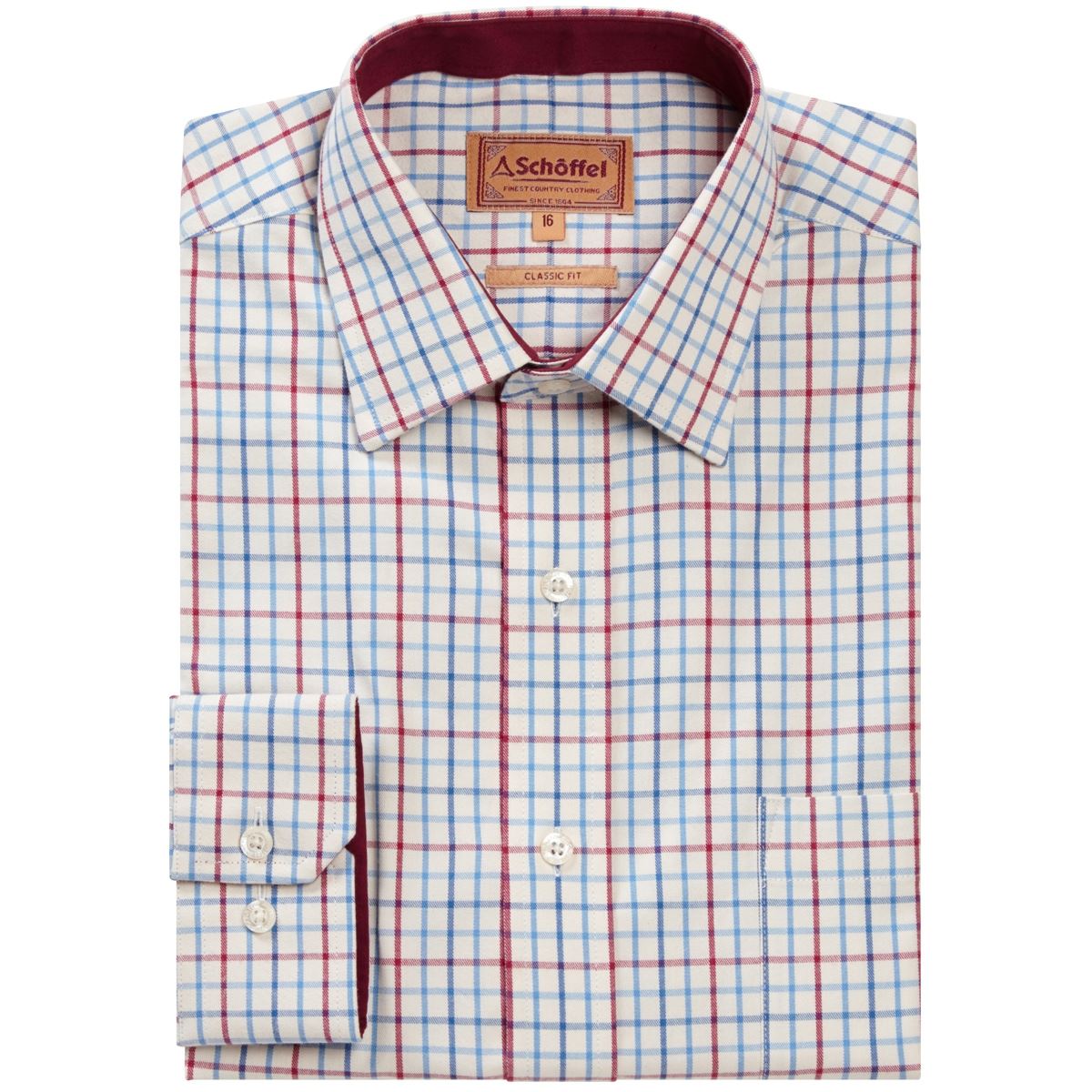 Image of Schoffel Mens Banbury Shirt Red/ Denim 17 Inch