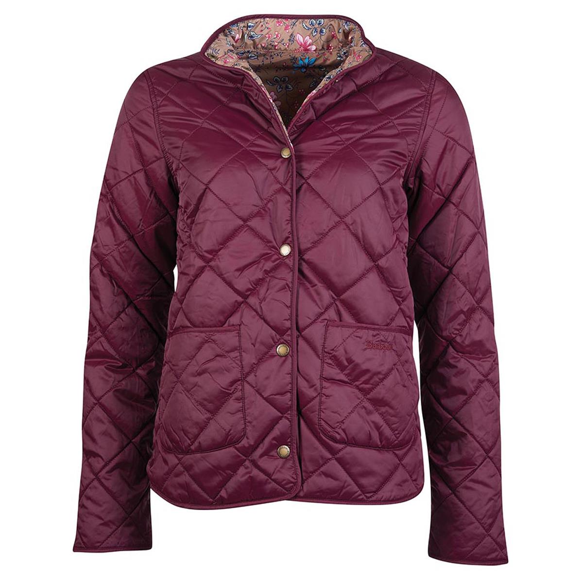 Image of Barbour X Laura Ashley Womens Elm Quilted Jacket Bordeaux/Indienne
